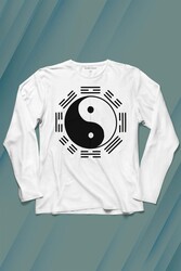 Siyah Ve Beyaz Ying Yang Pokemon Minimal Uzun Kollu Tişört Baskılı T-Shirt - Thumbnail