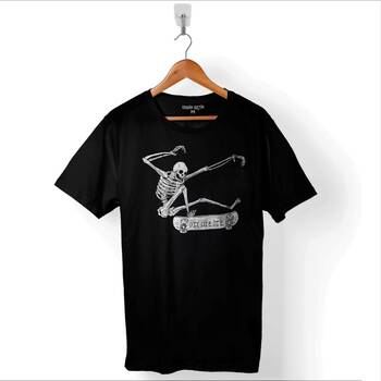 Skateboarding Skeleton İskelet Skull Kuru Kafa Baskılı Tişört Unisex T-Shirt