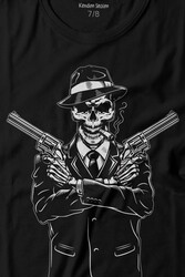 Skeleton Gangster Revolvers Suit Tabanca Baskılı Tişört Çocuk T-shirt - Thumbnail