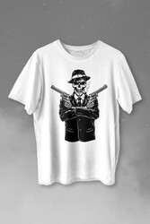 Skeleton Gangster Revolvers Suit Tabanca Baskılı Tişört Unisex T-shirt - Thumbnail