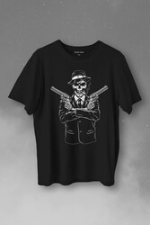 Skeleton Gangster Revolvers Suit Tabanca Baskılı Tişört Unisex T-Shirt - Thumbnail