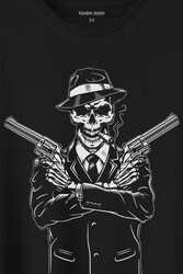 Skeleton Gangster Revolvers Suit Tabanca Baskılı Tişört Unisex T-Shirt - Thumbnail