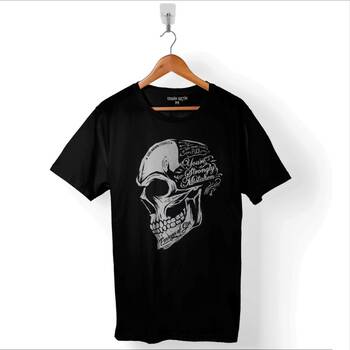 Skull Drawing Kuru Kafa Born Again Assholes Baskılı Tişört Unisex T-Shirt