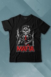 Skull Ganster Mafia Temalı Silahlı Adam Baskılı Tişört Çocuk T-shirt - Thumbnail