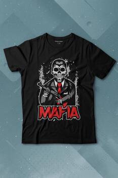 Skull Ganster Mafia Temalı Silahlı Adam Baskılı Tişört Çocuk T-shirt