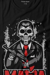 Skull Ganster Mafia Temalı Silahlı Adam Baskılı Tişört Çocuk T-shirt - Thumbnail