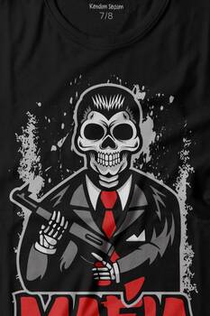 Skull Ganster Mafia Temalı Silahlı Adam Baskılı Tişört Çocuk T-shirt