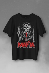 Skull Ganster Mafia Temalı Silahlı Adam Baskılı Tişört Unisex T-Shirt - Thumbnail