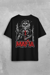 Skull Ganster Mafia Temalı Silahlı Adam Sırt Ön Baskılı Oversize Tişört Unisex T-Shirt - Thumbnail