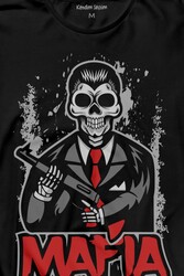 Skull Ganster Mafia Temalı Silahlı Adam Uzun Kollu Tişört Baskılı T-Shirt - Thumbnail