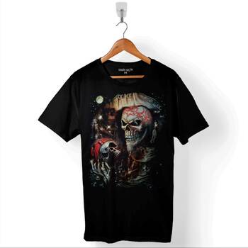 Skull Korsan Kuru Kafa Baskılı Tişört Unisex T-Shirt