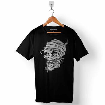 Skull Korsan Kuru Kafa Rock Zafer İşareti Metallica Baskılı Tişört Unisex T-Shirt