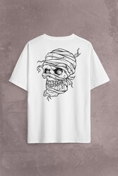 Skull Korsan Kuru Kafa Rock Zafer İşareti Metallica Sırt Ön Baskılı Oversize Tişört Unisex T-Shirt - Thumbnail