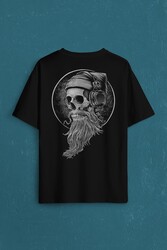 Skull Kuru Kafa Kulaklık Listen Music Baskılı Oversize Tişört Unisex T-Shirt - Thumbnail