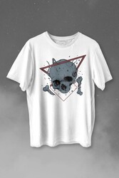 Skull Kuru Kafa Urban Street Culture Minimal Baskılı Tişört Unisex T-shirt - Thumbnail