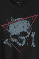 Skull Kuru Kafa Urban Street Culture Minimal Baskılı Tişört Unisex T-Shirt - Thumbnail