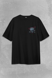 Skull Kuru Kafa Urban Street Culture Minimal Sırt Ön Baskılı Oversize Tişört Unisex T-Shirt - Thumbnail