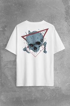 Skull Kuru Kafa Urban Street Culture Minimal Sırt Ön Baskılı Oversize Tişört Unisex T-Shirt