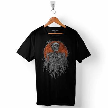 Skull Skeleton Ağaç Kökü Kuru Kafa Baskılı Tişört Unisex T-Shirt