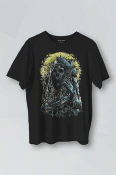 Skull Tasarım Oldschool Kafatası Gothic Devil Baskılı Unisex Tişört