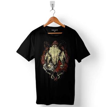 Skulls Skeletons Kuru Kafa İskelet Satanist Ceset Baskılı Tişört Unisex T-Shirt