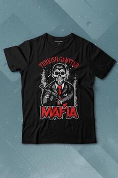 Skullturkish Ganster Mafia Temalı Silahlı Adam Baskılı Tişört Çocuk T-shirt