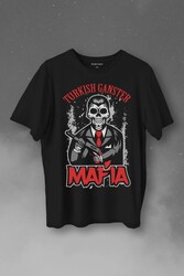 Skullturkish Ganster Mafia Temalı Silahlı Adam Baskılı Tişört Unisex T-Shirt - Thumbnail