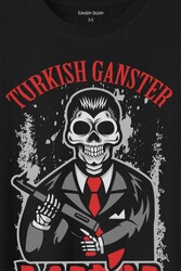 Skullturkish Ganster Mafia Temalı Silahlı Adam Baskılı Tişört Unisex T-Shirt - Thumbnail