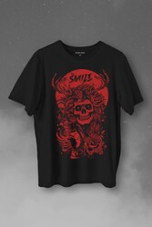 Smile Skull Urban Street Culture Kuru Kafa 2K Baskılı Tişört Unisex T-Shirt - Thumbnail