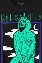 Smile Skull Urban Wear Street Culture Kuru Kafa Y2K Baskılı Tişört Unisex T-Shirt - Thumbnail