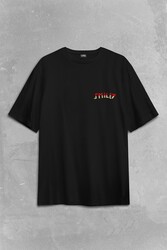 Smile World Urban Street Culture Gülen Surat Sırt Ön Baskılı Oversize Tişört Unisex T-Shirt - Thumbnail