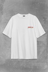 Smile World Urban Street Culture Gülen Surat Sırt Ön Baskılı Oversize Tişört Unisex T-Shirt - Thumbnail