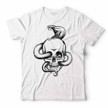 SNAKE AND SKULL KURU KAFA KOBRA YILAN SKELETON ÇOCUK TİŞÖRT