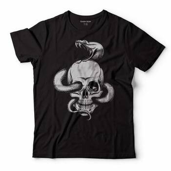 SNAKE AND SKULL KURU KAFA KOBRA YILAN SKELETON ÇOCUK TİŞÖRT