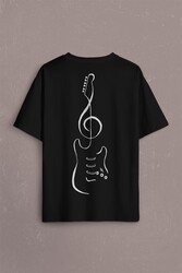 Sol Anahtarı Elektro Gitar Müzik Nota Metallica Sırt Ön Baskılı Oversize Tişört Unisex T-Shirt - Thumbnail