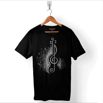 Sol Anahtarı Gitar Guitar Saz Rock Caz Müzik Baskılı Tişört Unisex T-Shirt