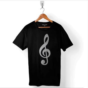 Sol Anahtarı Müzik Nota Es Gitar Saz Bağlama Baskılı Tişört Unisex T-Shirt