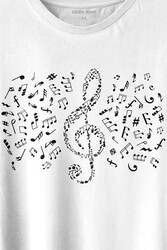 Sol Anahtarı Notalar Müzik Notası Enstrüman Konservatuar Baskılı Tişört Unisex T-shirt - Thumbnail