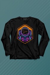 Solana Sol Astronot Cyrpto Coin Logo Uzun Kollu Tişört Baskılı T-Shirt - Thumbnail