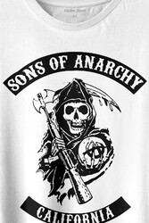 Sons Of Anarchy California Skull Hayalet Baskılı Tişört Unisex T-shirt - Thumbnail