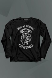 Sons Of Anarchy California Skull Hayalet Uzun Kollu Tişört Baskılı T-Shirt - Thumbnail