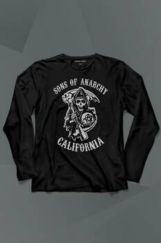 Sons Of Anarchy California Skull Hayalet Uzun Kollu Tişört Baskılı T-Shirt