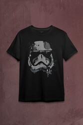 Star Wars Mask Gri Baskılı Tişört Unisex T-shirt - Thumbnail