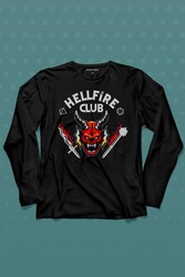 Stranger Things Hellfire Club Uzun Kollu Tişört Baskılı T-Shirt - Thumbnail