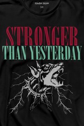 Stronger Than Yesterday Dünden Daha Güçlü Dog Typo Köpek Uzun Kollu Tişört Baskılı T-Shirt - Thumbnail