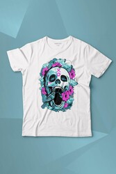 Sugar Skull Skeleton Rose Kuru Kafa Gül Baskılı Tişört Çocuk T-shirt - Thumbnail