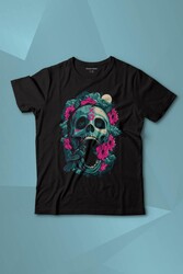 Sugar Skull Skeleton Rose Kuru Kafa Gül Baskılı Tişört Çocuk T-shirt - Thumbnail