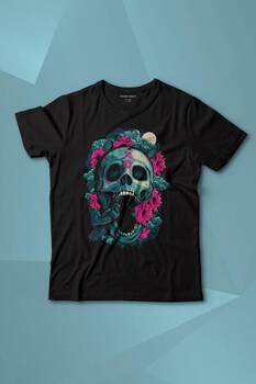 Sugar Skull Skeleton Rose Kuru Kafa Gül Baskılı Tişört Çocuk T-shirt