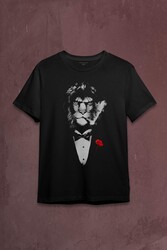 Suit Lion Aslan Takım Elbiseli ve Gül Rose Baskılı Tişört Unisex T-shirt - Thumbnail