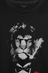 Suit Lion Aslan Takım Elbiseli ve Gül Rose Baskılı Tişört Unisex T-shirt - Thumbnail